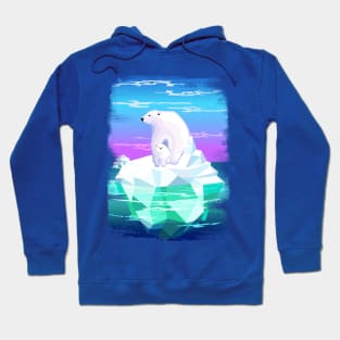 Polar Bear Mom and Baby on Iceberg Hoodie